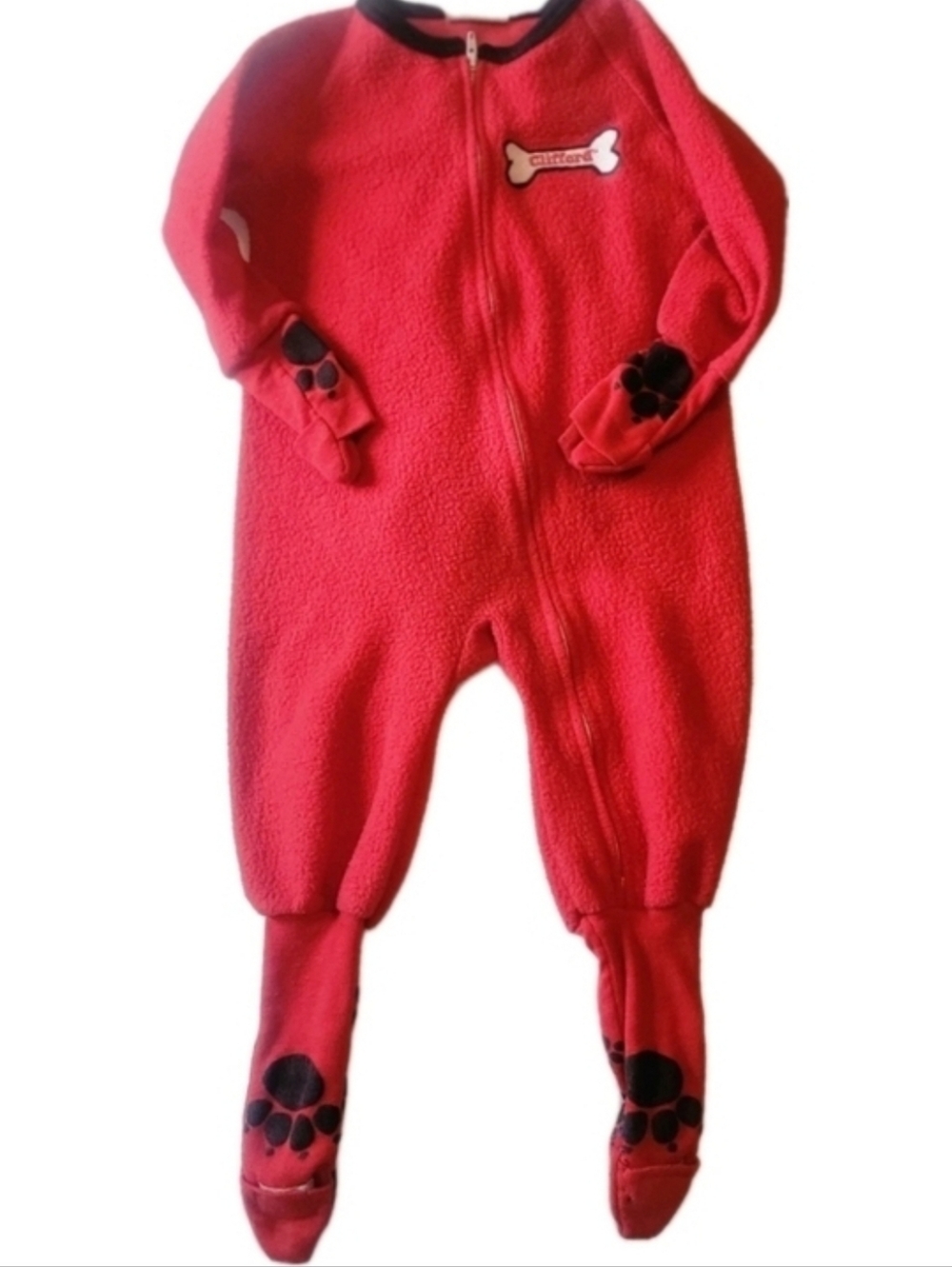VTG Y2K Clifford The Big Red Dog Fleece Pajamas Pajama Sleeper Zipper 12 Month